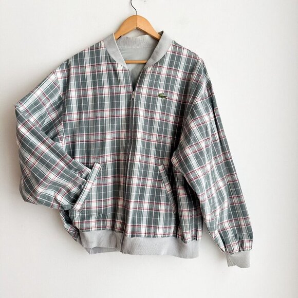 Vintage Lacoste MAde in France Plaid Plain Reversible Bomber Jacket - Picture 6 of 9